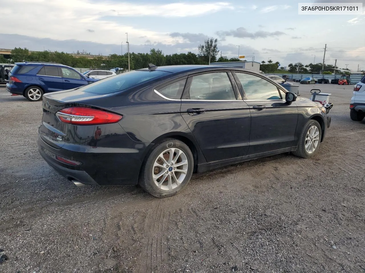 2019 Ford Fusion Se VIN: 3FA6P0HD5KR171011 Lot: 76518374