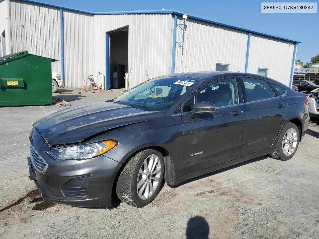 2019 Ford Fusion Se VIN: 3FA6P0LU7KR180347 Lot: 76872474