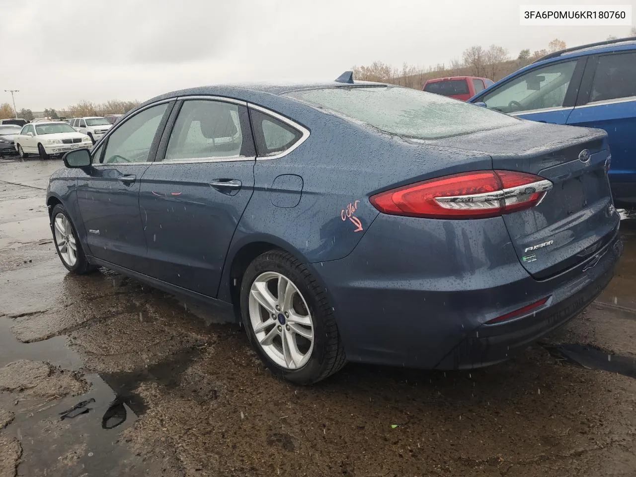 2019 Ford Fusion Sel VIN: 3FA6P0MU6KR180760 Lot: 77030184