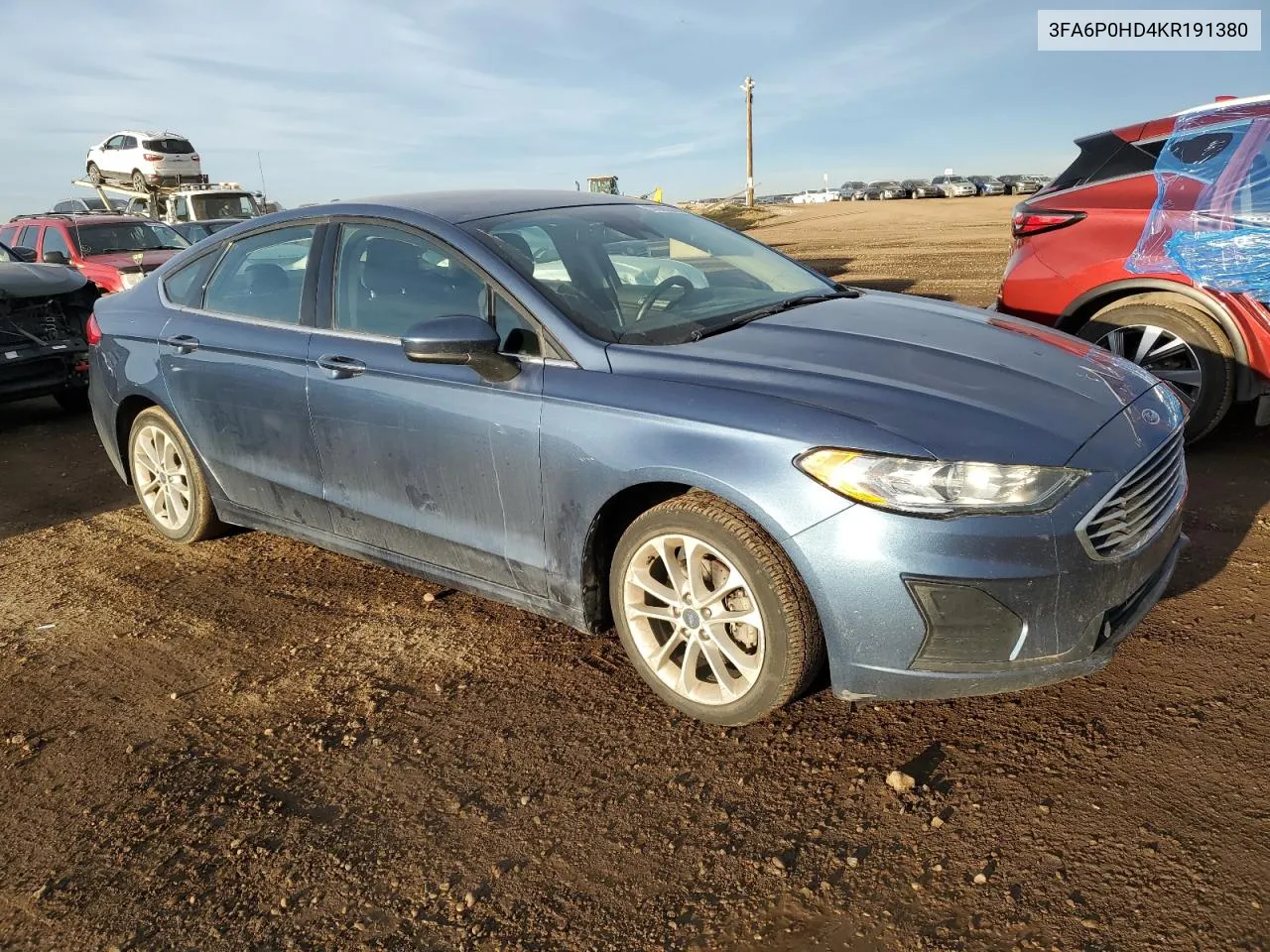 2019 Ford Fusion Se VIN: 3FA6P0HD4KR191380 Lot: 77085364