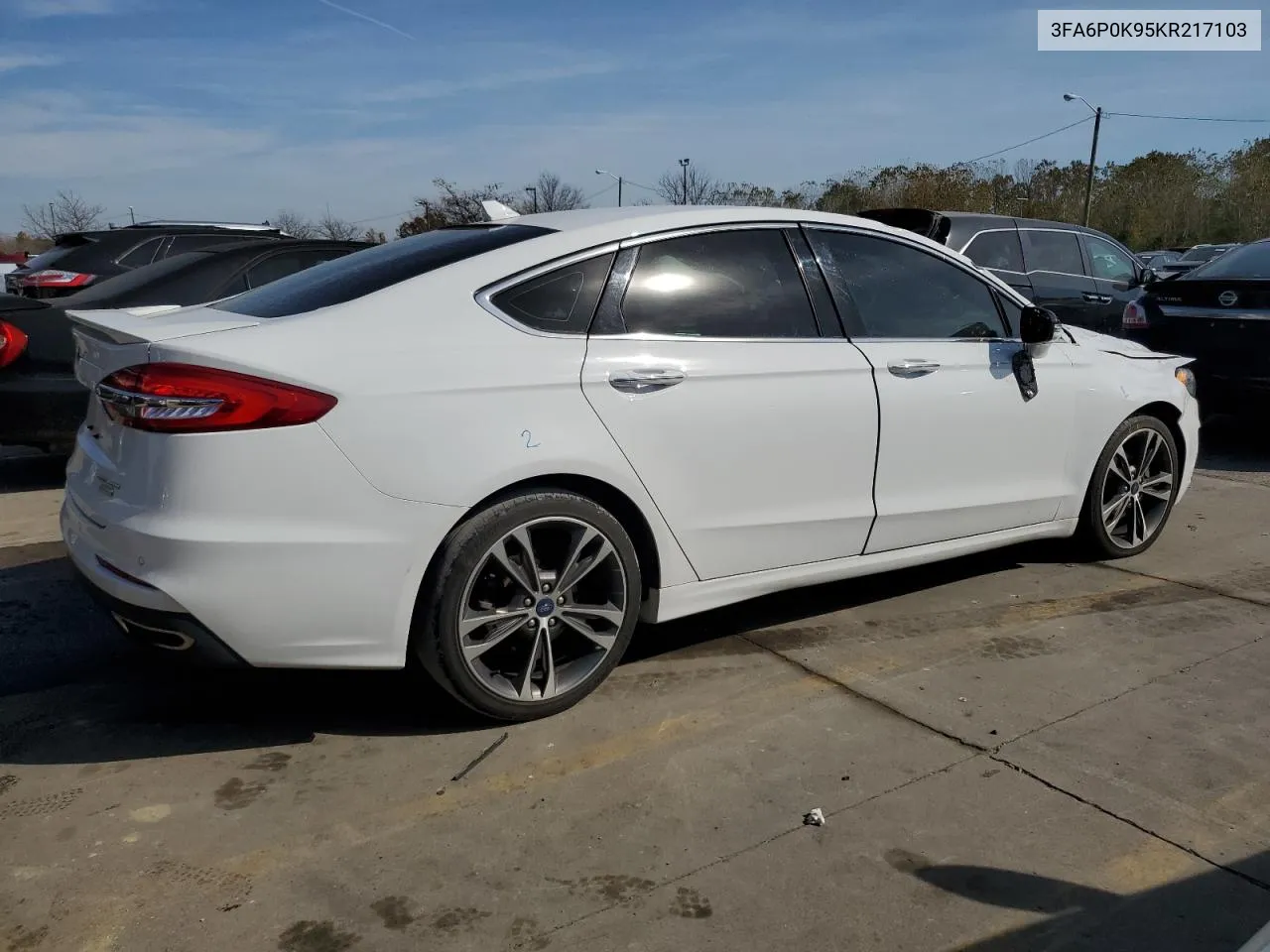 2019 Ford Fusion Titanium VIN: 3FA6P0K95KR217103 Lot: 77421974