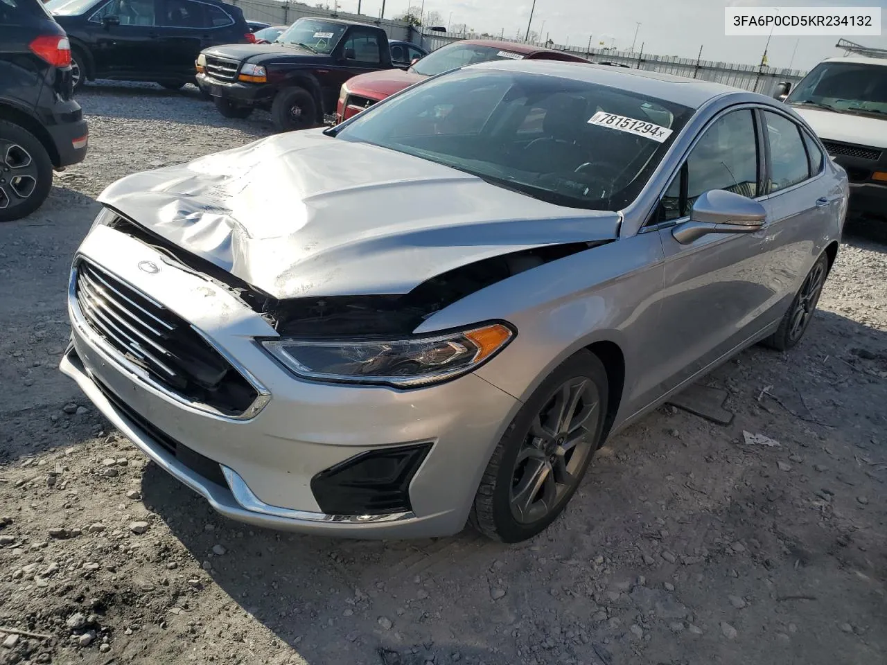 2019 Ford Fusion Sel VIN: 3FA6P0CD5KR234132 Lot: 78151294