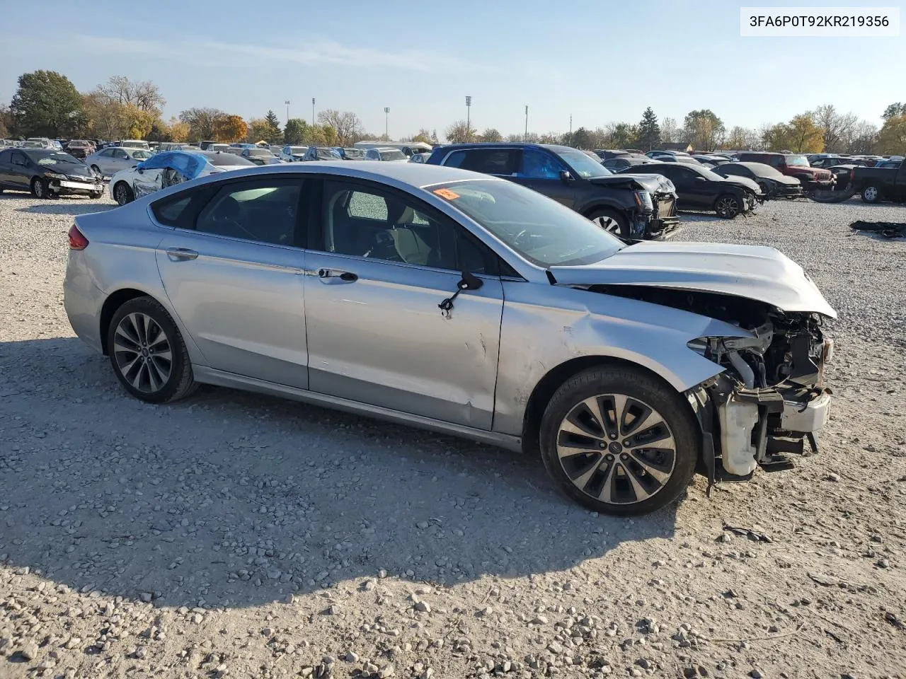 2019 Ford Fusion Se VIN: 3FA6P0T92KR219356 Lot: 78353314