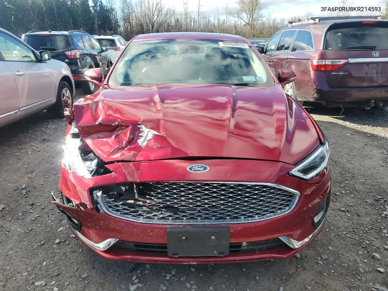 2019 Ford Fusion Titanium VIN: 3FA6P0RU8KR214593 Lot: 80004824