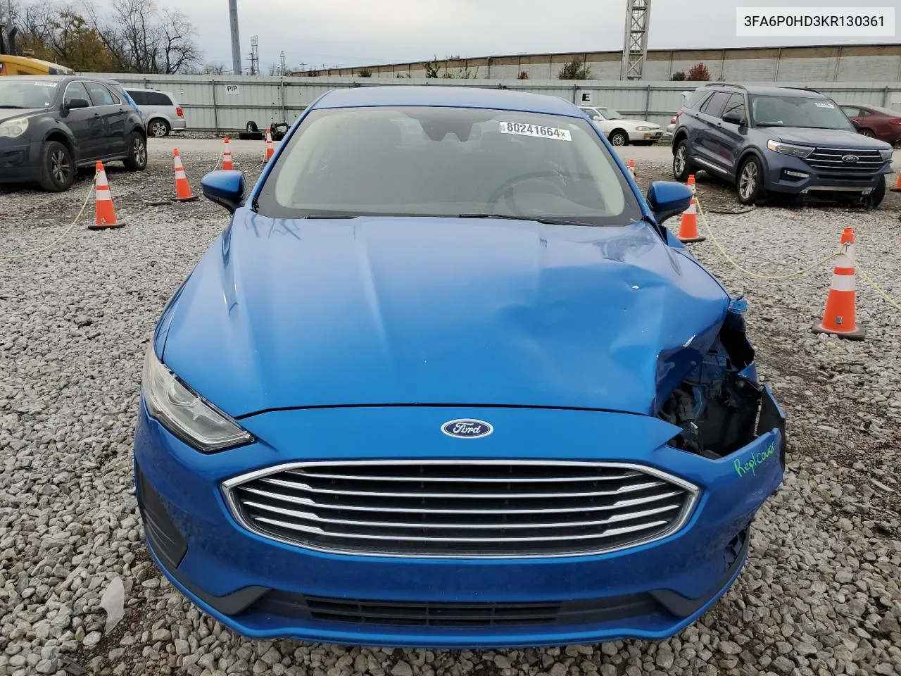 2019 Ford Fusion Se VIN: 3FA6P0HD3KR130361 Lot: 80241664