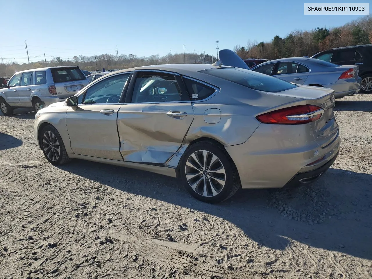 2019 Ford Fusion Sel VIN: 3FA6P0E91KR110903 Lot: 80887514