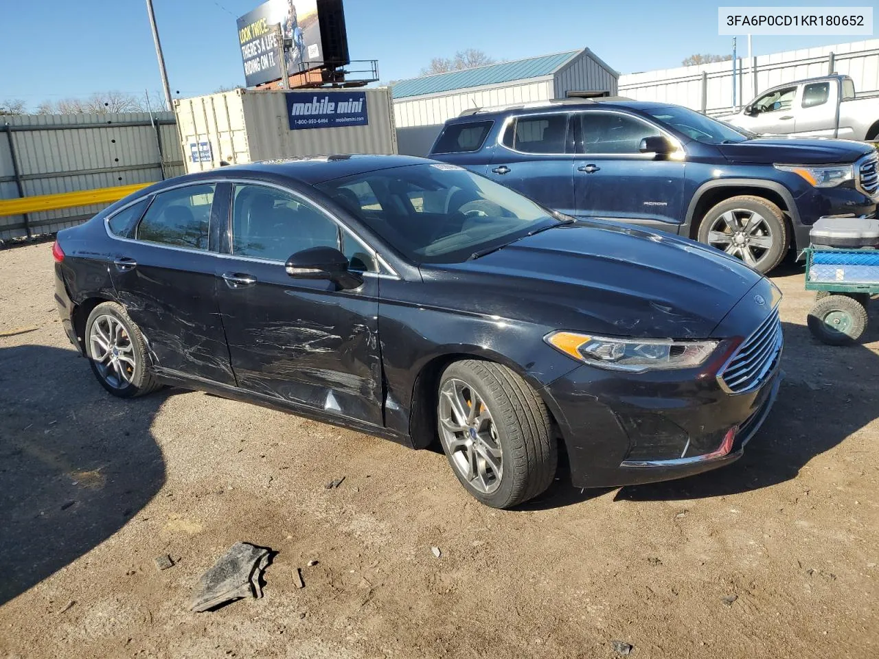 2019 Ford Fusion Sel VIN: 3FA6P0CD1KR180652 Lot: 81588464