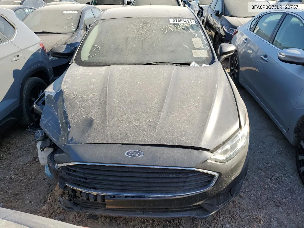 2020 Ford Fusion S VIN: 3FA6P0G73LR122757 Lot: 57565624