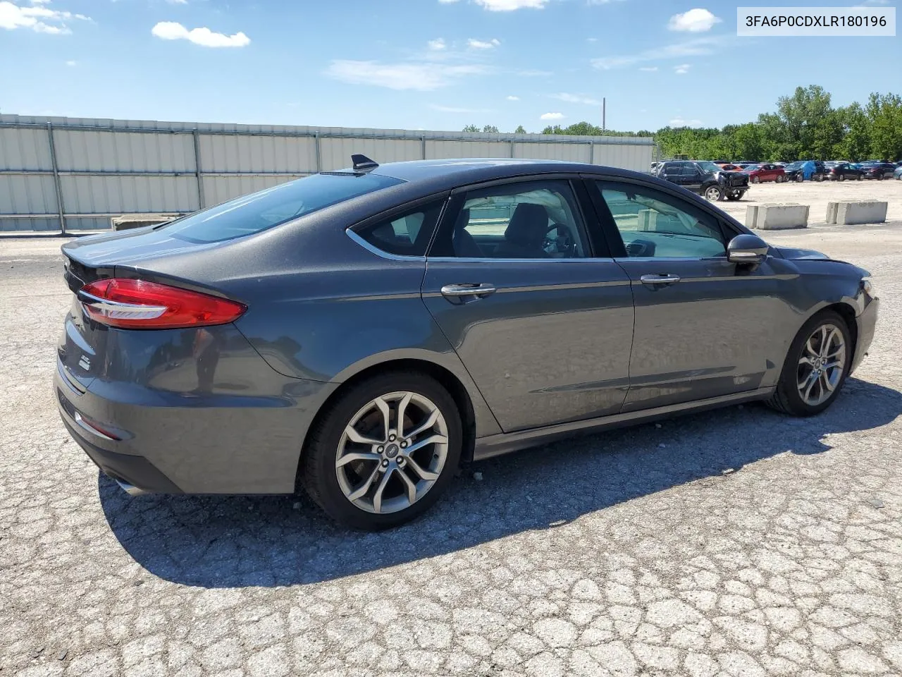 2020 Ford Fusion Sel VIN: 3FA6P0CDXLR180196 Lot: 60264644