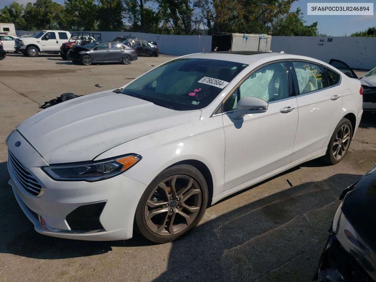 2020 Ford Fusion Sel VIN: 3FA6P0CD3LR246894 Lot: 67862684