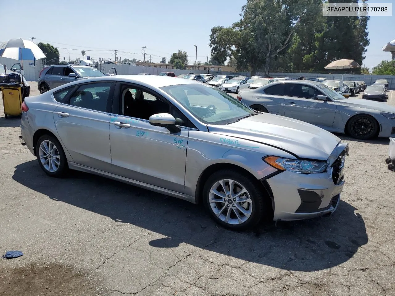 2020 Ford Fusion Se VIN: 3FA6P0LU7LR170788 Lot: 69504894