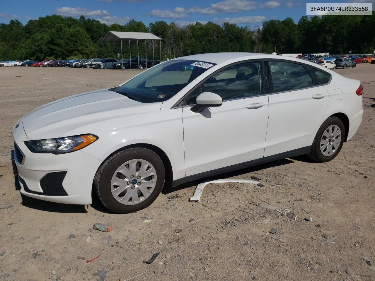 2020 Ford Fusion S VIN: 3FA6P0G74LR233558 Lot: 69643974