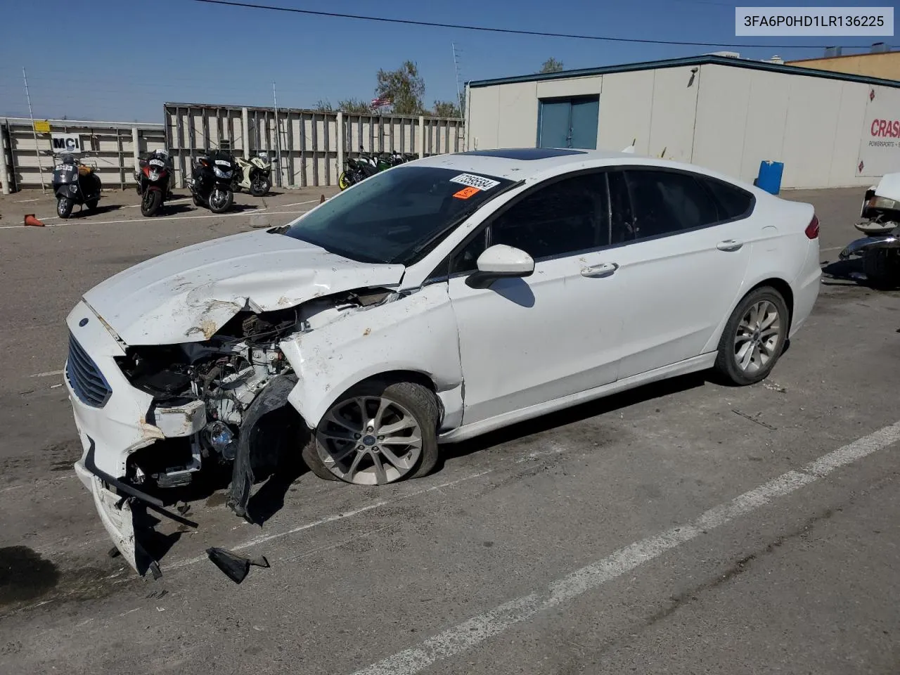 2020 Ford Fusion Se VIN: 3FA6P0HD1LR136225 Lot: 73595584