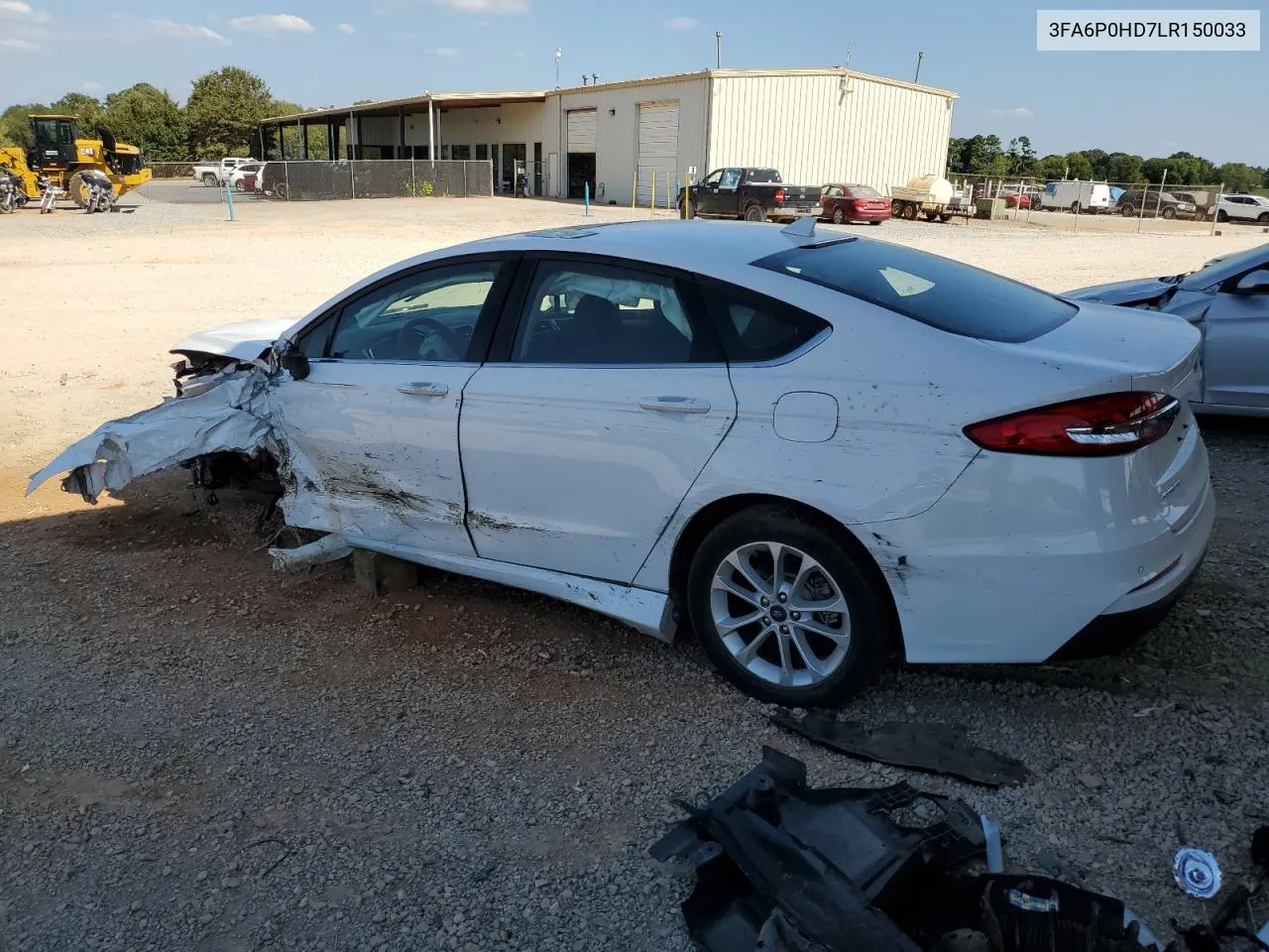 2020 Ford Fusion Se VIN: 3FA6P0HD7LR150033 Lot: 74563564