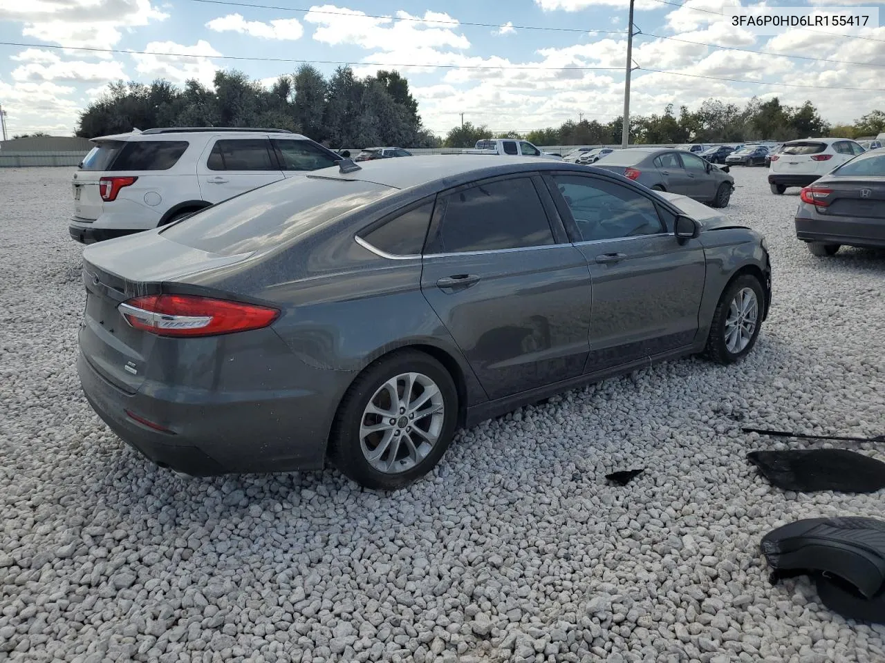 2020 Ford Fusion Se VIN: 3FA6P0HD6LR155417 Lot: 77651134