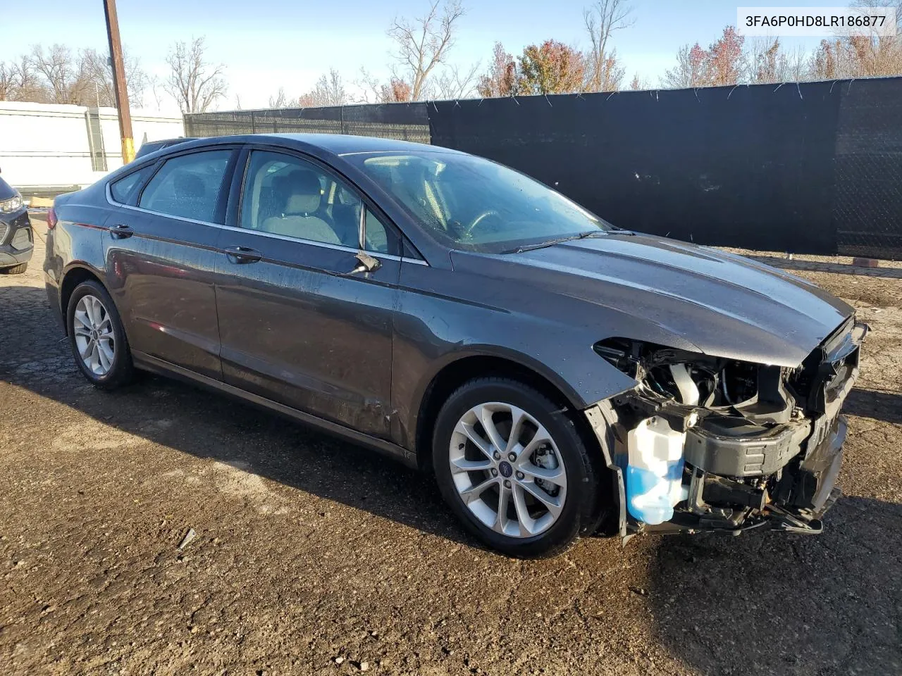 2020 Ford Fusion Se VIN: 3FA6P0HD8LR186877 Lot: 80593054