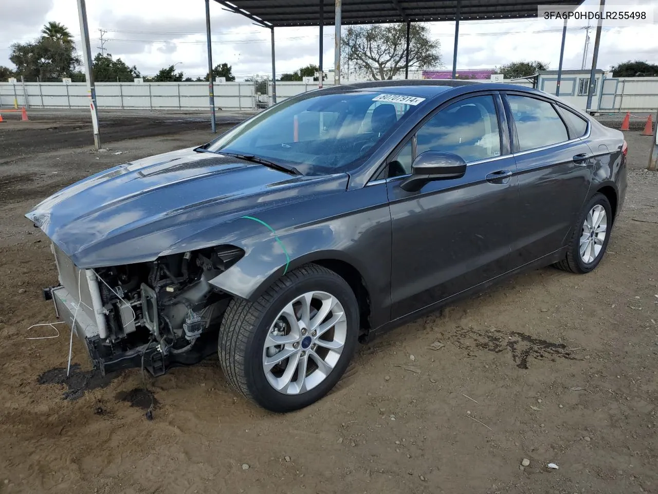 2020 Ford Fusion Se VIN: 3FA6P0HD6LR255498 Lot: 80707914