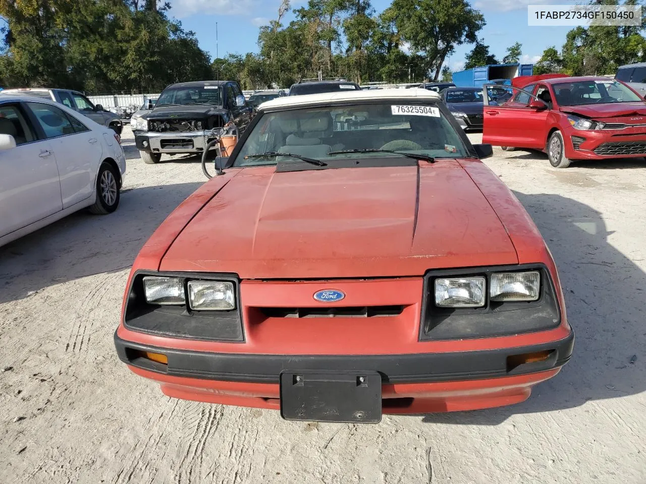 1986 Ford Mustang Lx VIN: 1FABP2734GF150450 Lot: 76325504