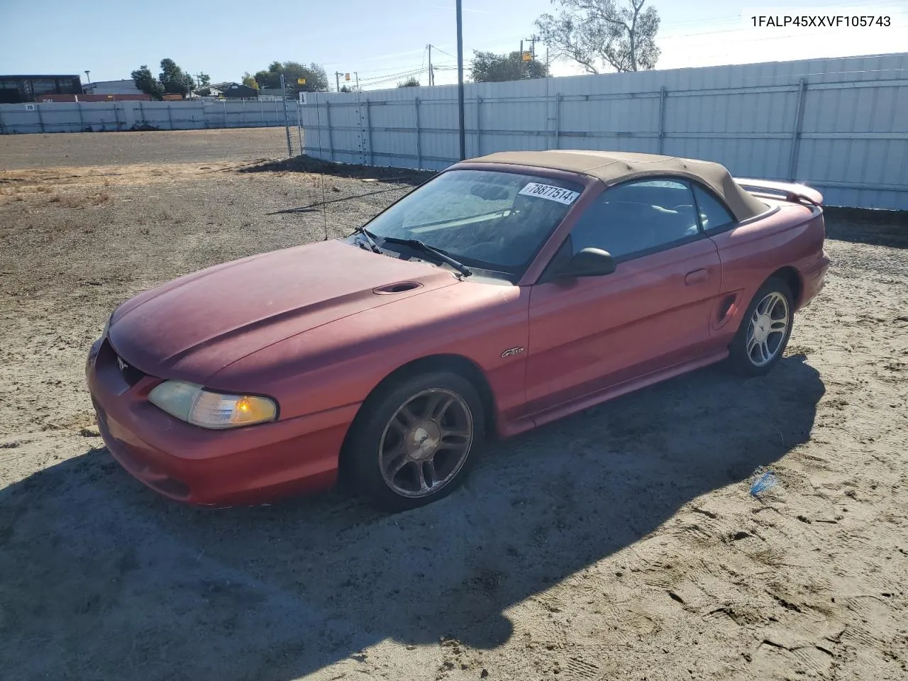 1997 Ford Mustang Gt VIN: 1FALP45XXVF105743 Lot: 78877514