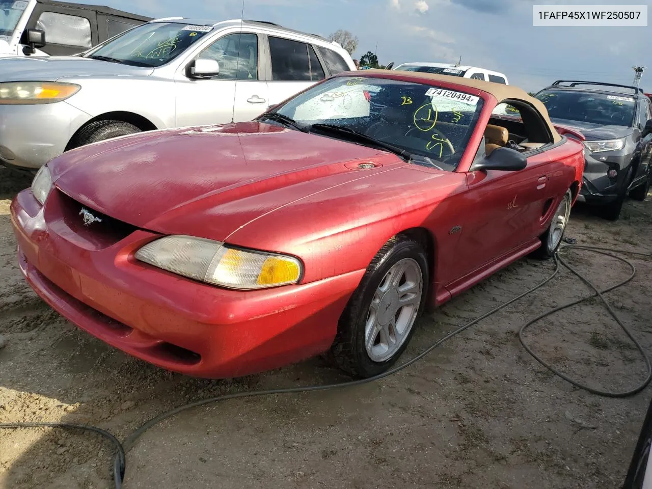 1998 Ford Mustang Gt VIN: 1FAFP45X1WF250507 Lot: 74120494