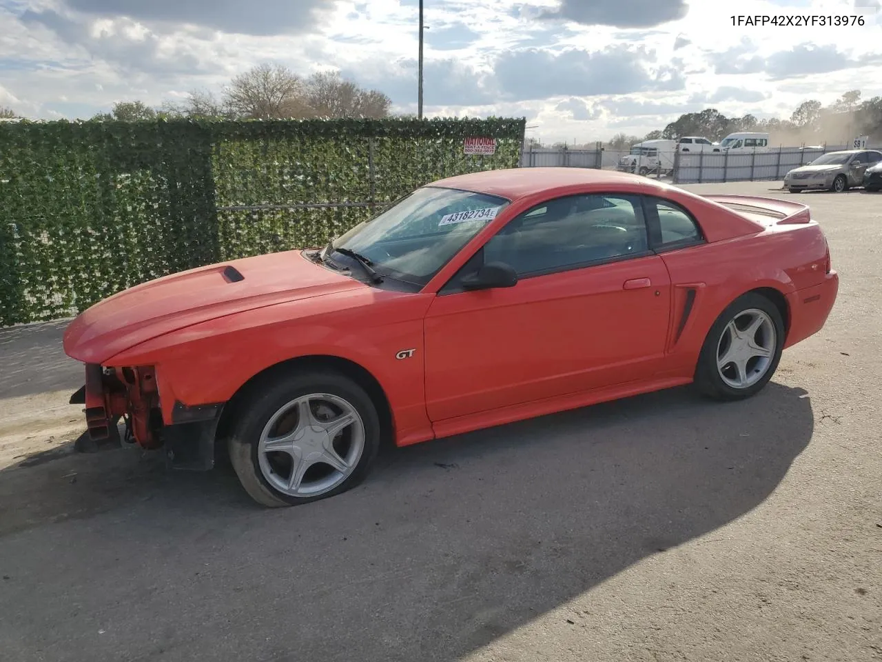 2000 Ford Mustang Gt VIN: 1FAFP42X2YF313976 Lot: 43182734