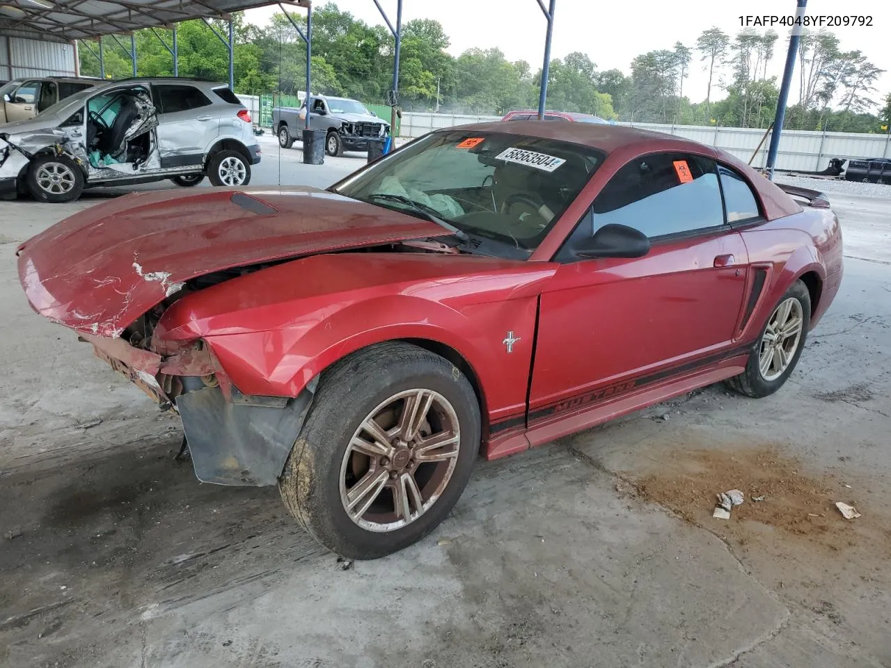 2000 Ford Mustang VIN: 1FAFP4048YF209792 Lot: 58563504