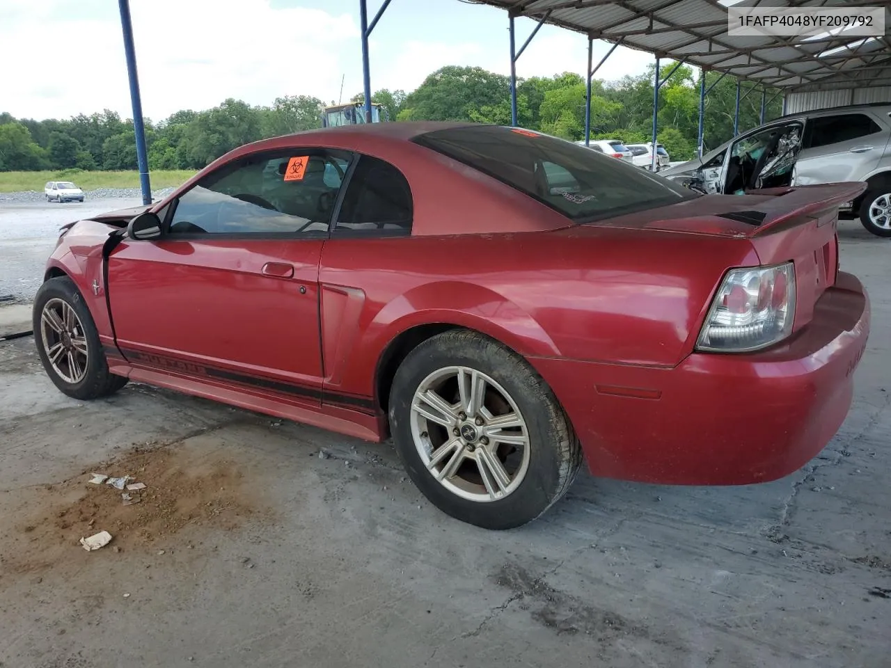 2000 Ford Mustang VIN: 1FAFP4048YF209792 Lot: 58563504