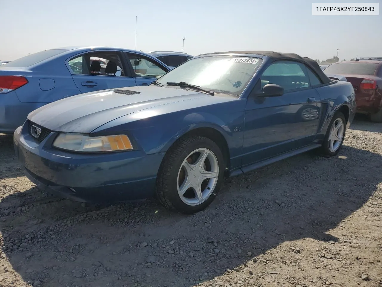 2000 Ford Mustang Gt VIN: 1FAFP45X2YF250843 Lot: 69073924