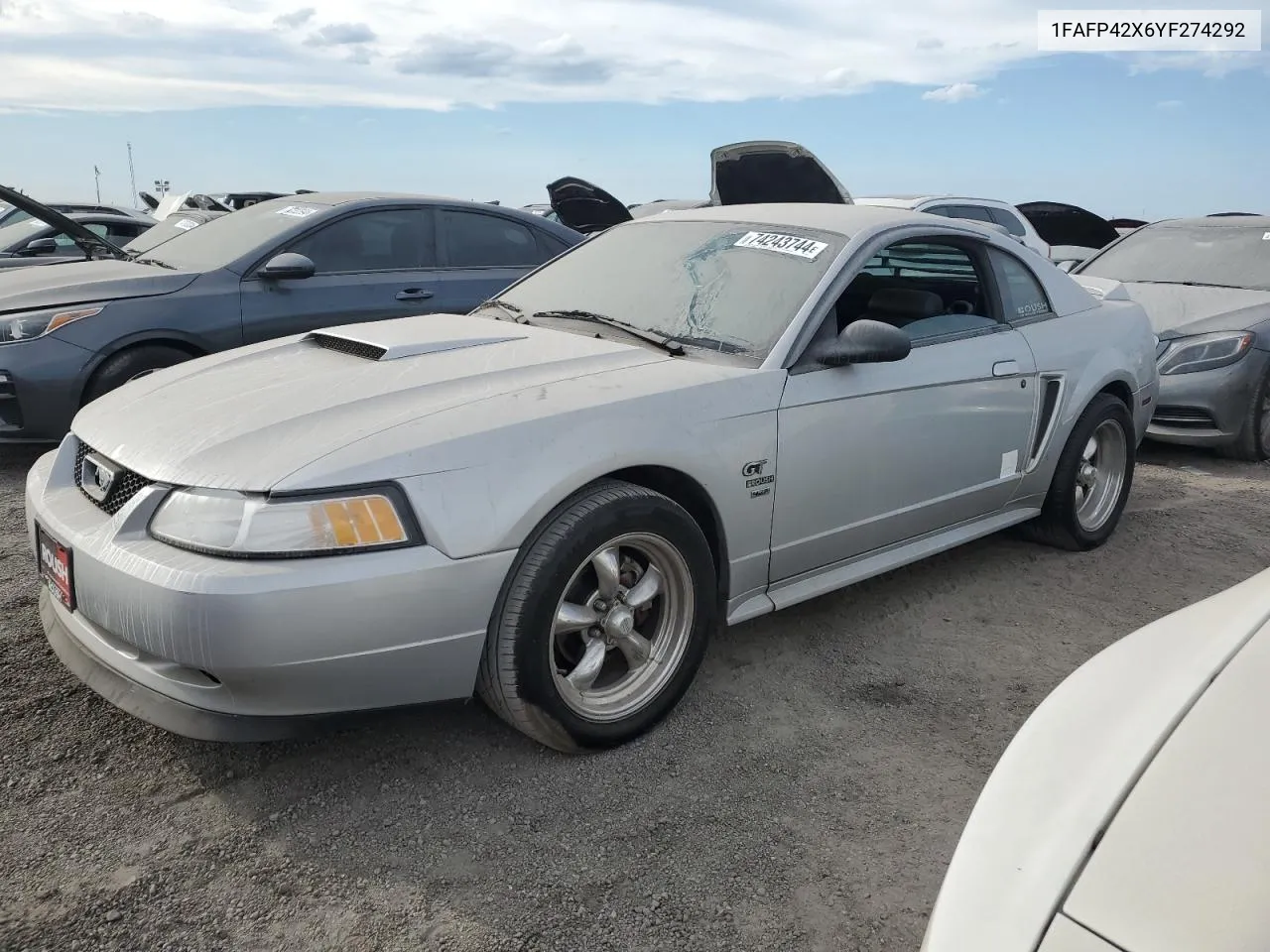 2000 Ford Mustang Gt VIN: 1FAFP42X6YF274292 Lot: 74243744