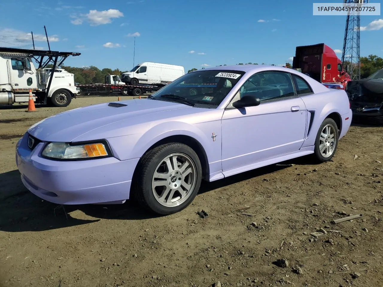 2000 Ford Mustang VIN: 1FAFP4045YF207725 Lot: 75220924