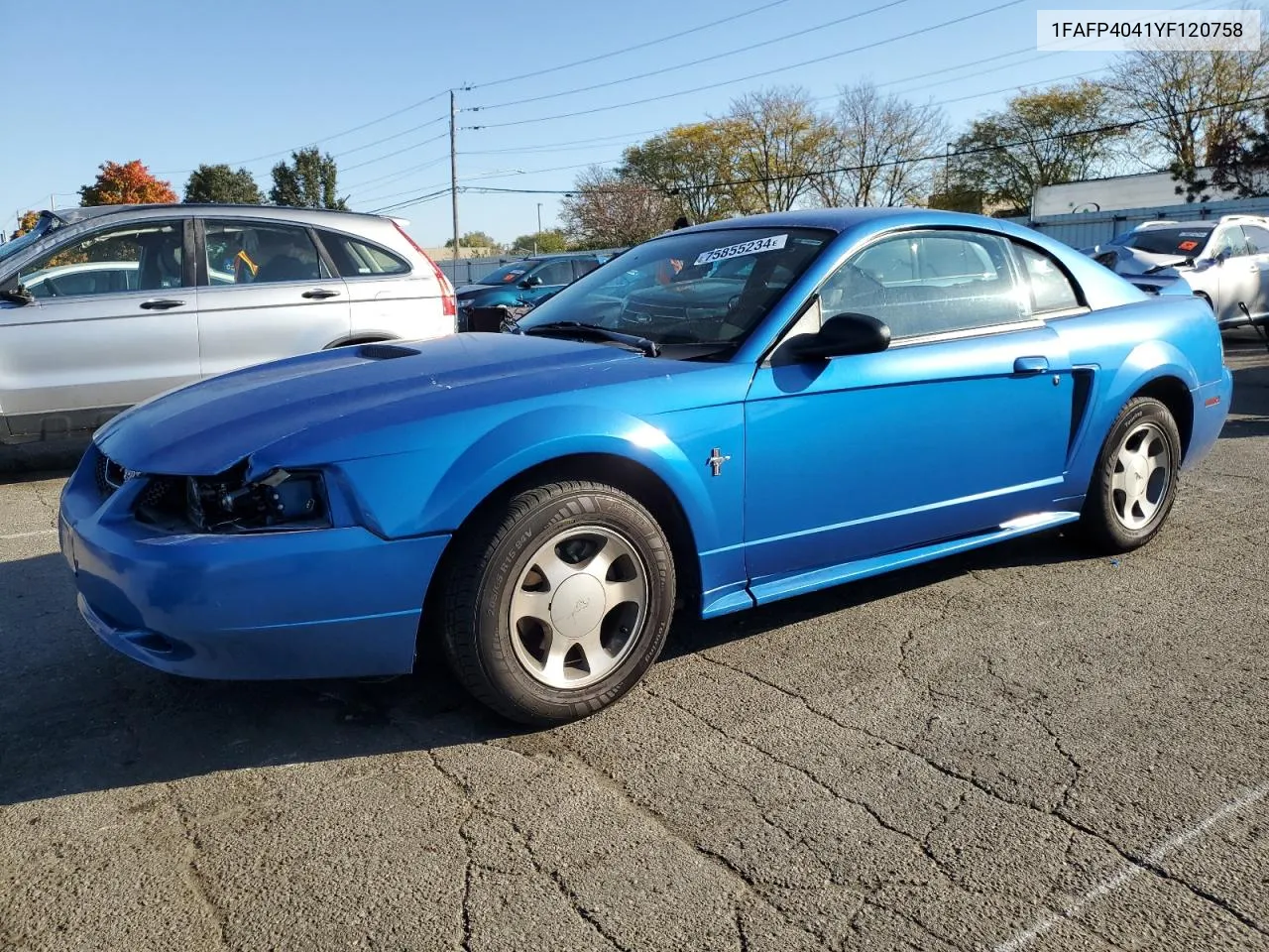 2000 Ford Mustang VIN: 1FAFP4041YF120758 Lot: 75855234