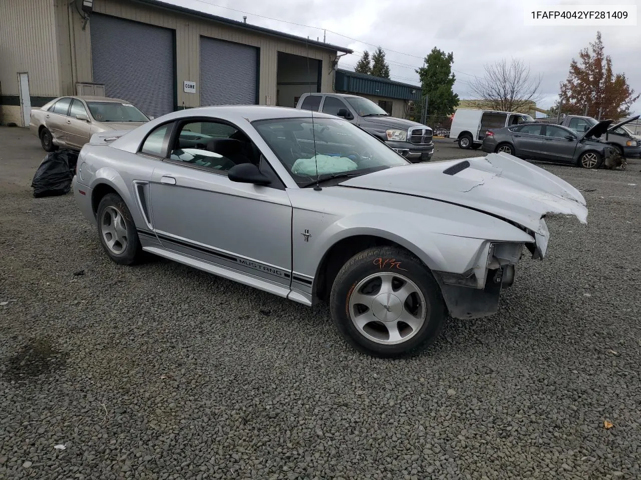 2000 Ford Mustang VIN: 1FAFP4042YF281409 Lot: 76087334