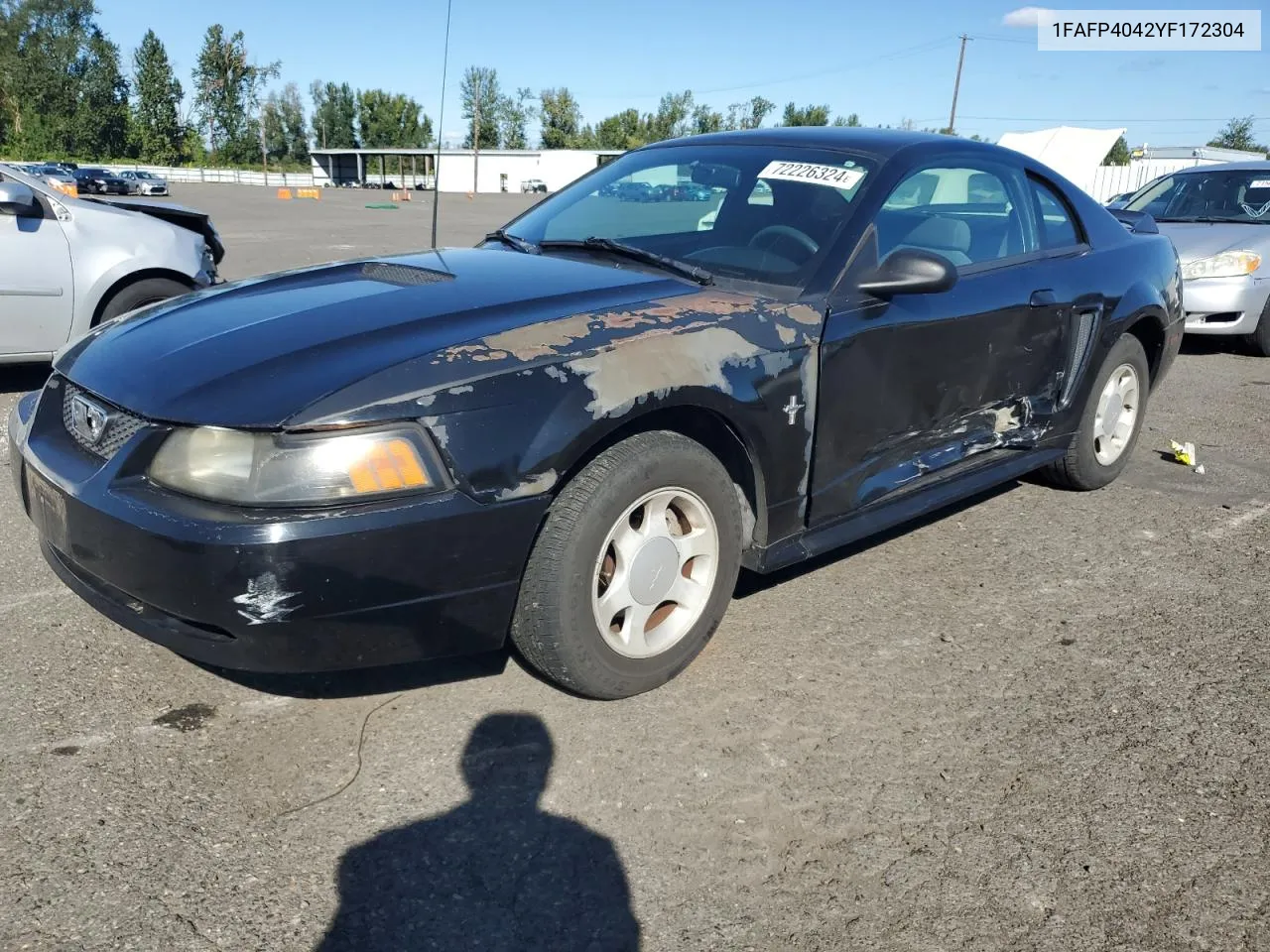 2000 Ford Mustang VIN: 1FAFP4042YF172304 Lot: 78088754