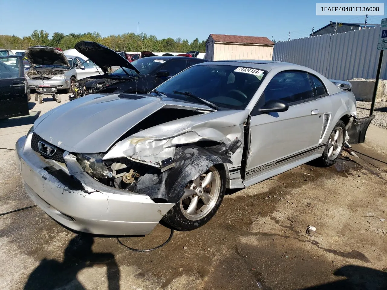 2001 Ford Mustang VIN: 1FAFP40481F136008 Lot: 74434104