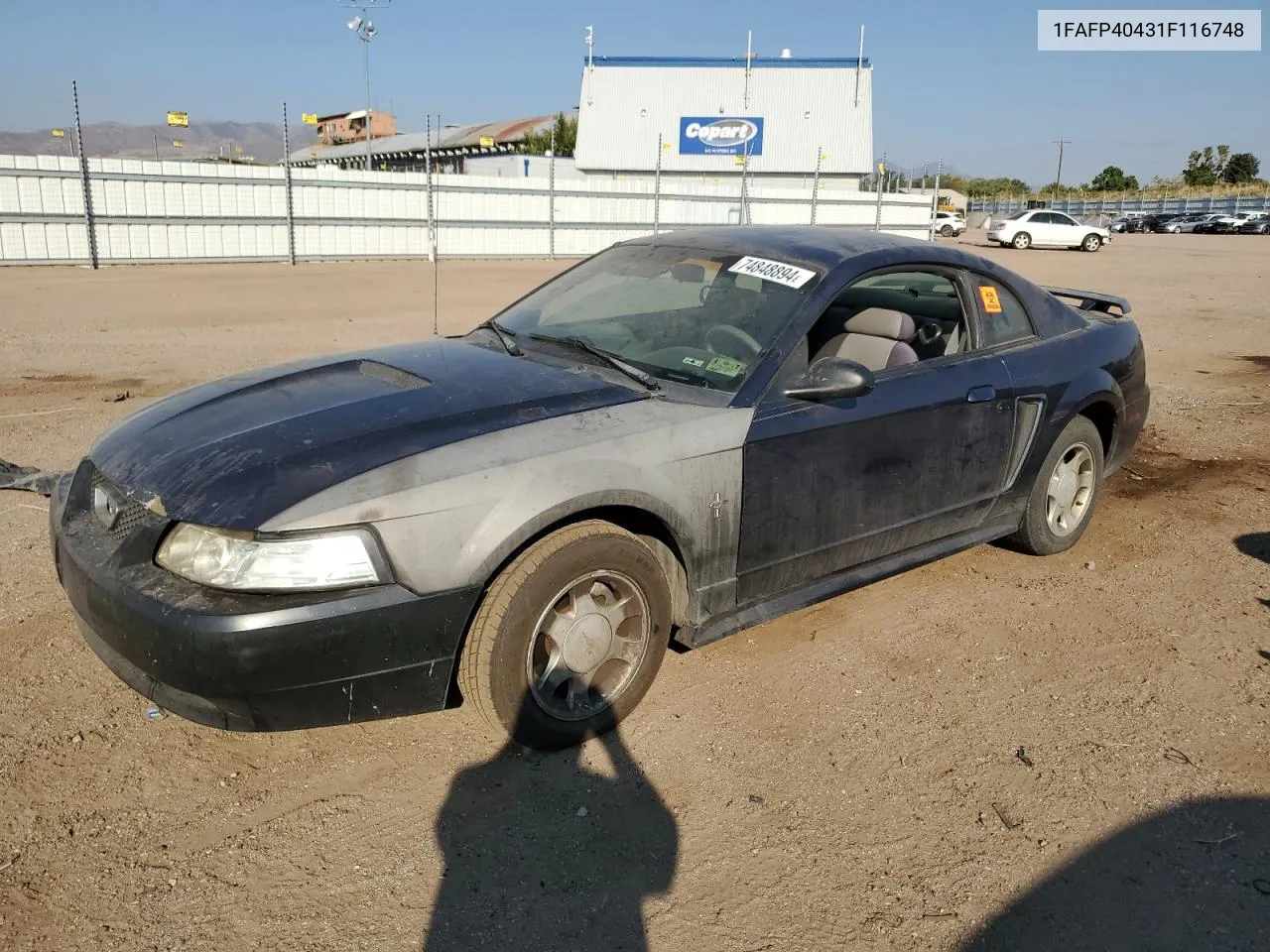 2001 Ford Mustang VIN: 1FAFP40431F116748 Lot: 74848894