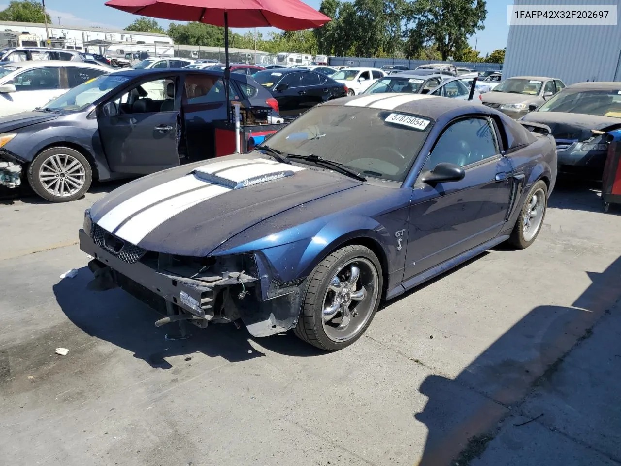 2002 Ford Mustang Gt VIN: 1FAFP42X32F202697 Lot: 57875054