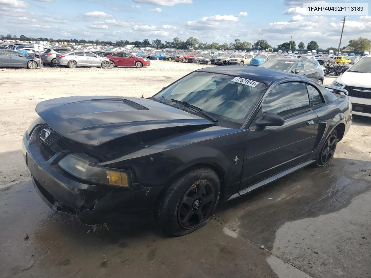 2002 Ford Mustang VIN: 1FAFP40492F113189 Lot: 72021644