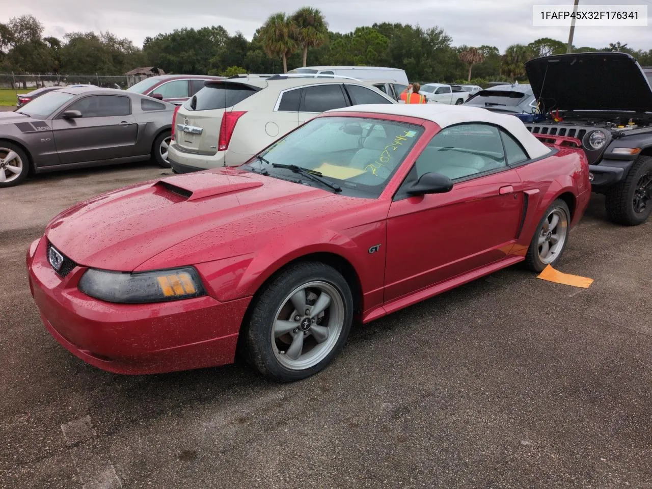 2002 Ford Mustang Gt VIN: 1FAFP45X32F176341 Lot: 74072444