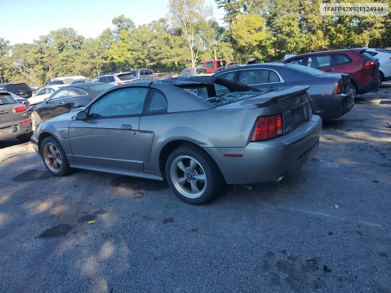 2002 Ford Mustang Gt VIN: 1FAFP42X92F124944 Lot: 75899394