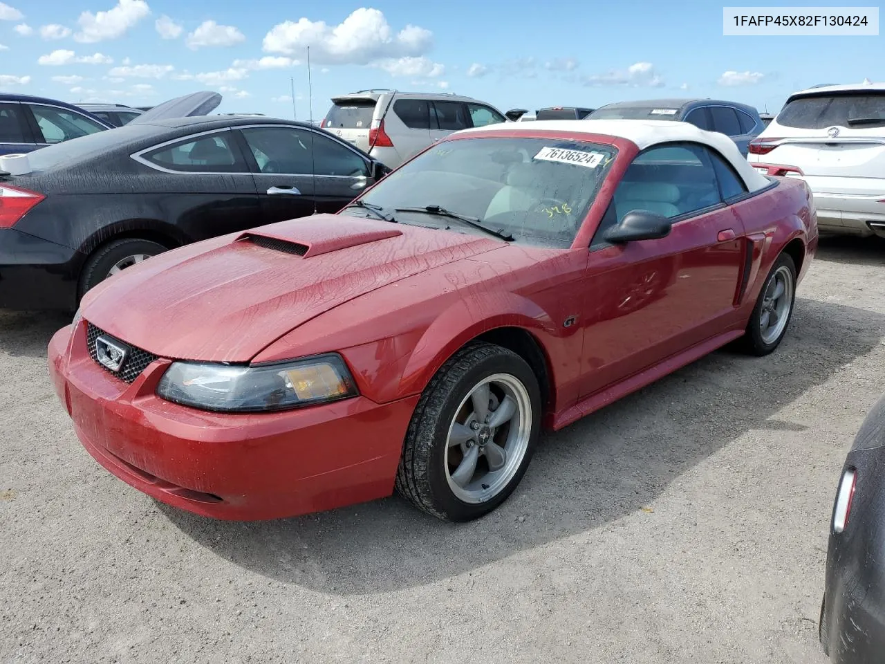 2002 Ford Mustang Gt VIN: 1FAFP45X82F130424 Lot: 76136524