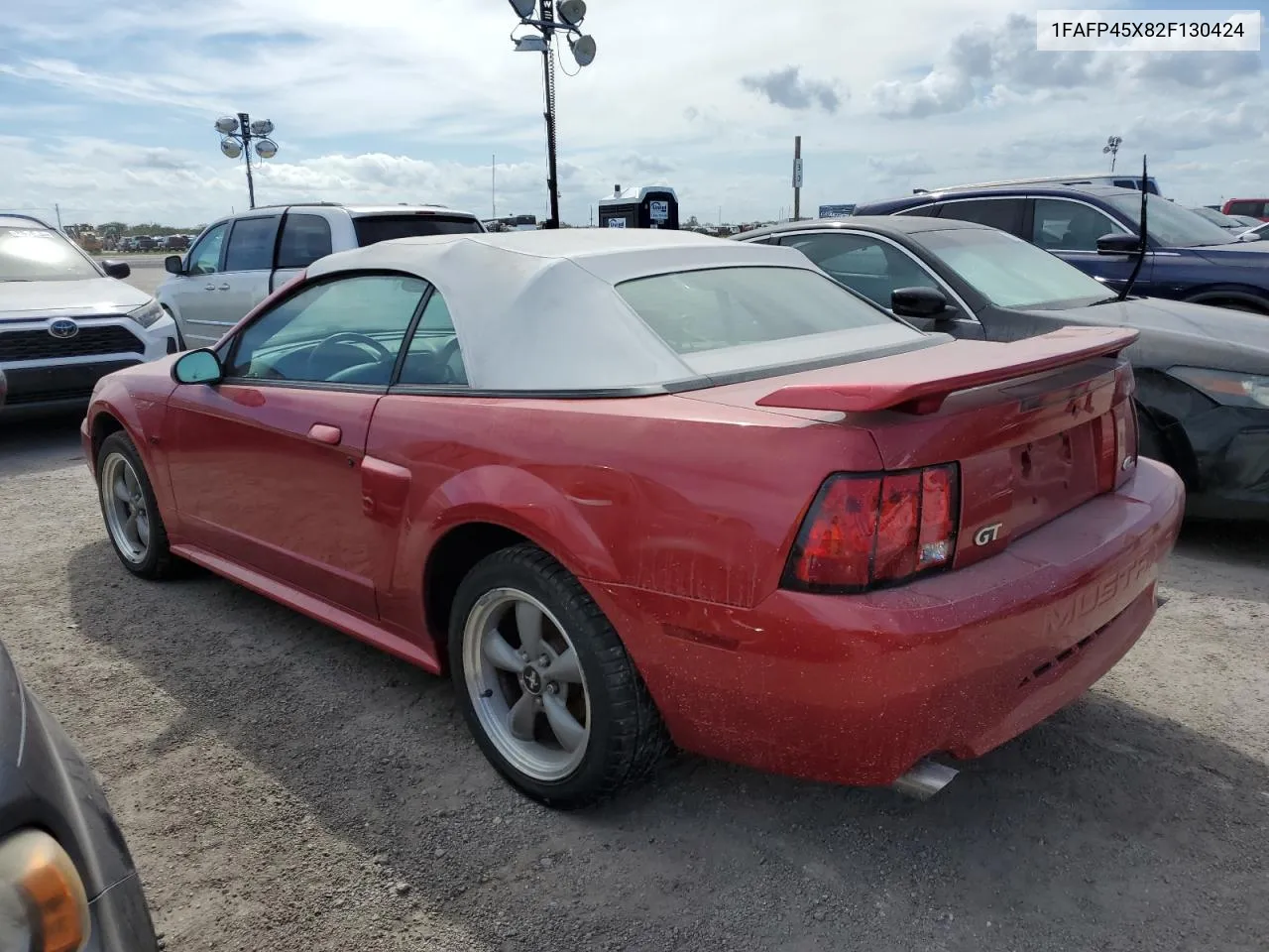 2002 Ford Mustang Gt VIN: 1FAFP45X82F130424 Lot: 76136524