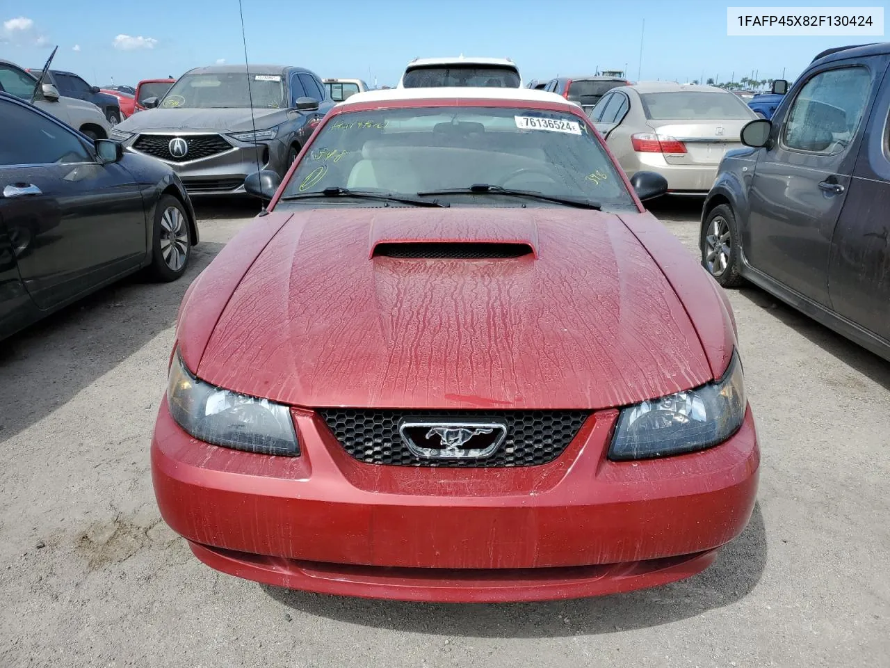 2002 Ford Mustang Gt VIN: 1FAFP45X82F130424 Lot: 76136524