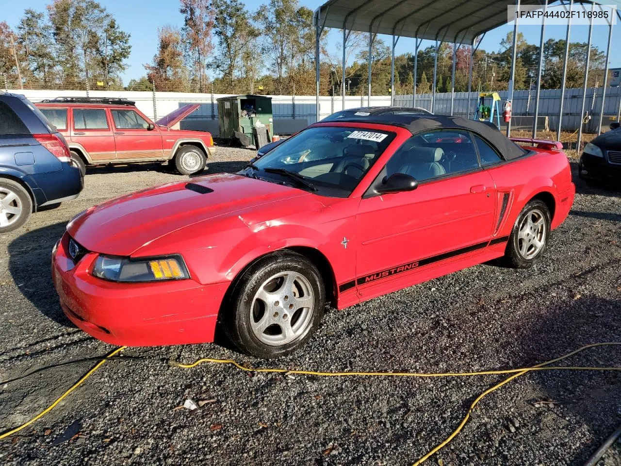 2002 Ford Mustang VIN: 1FAFP44402F118985 Lot: 77147014