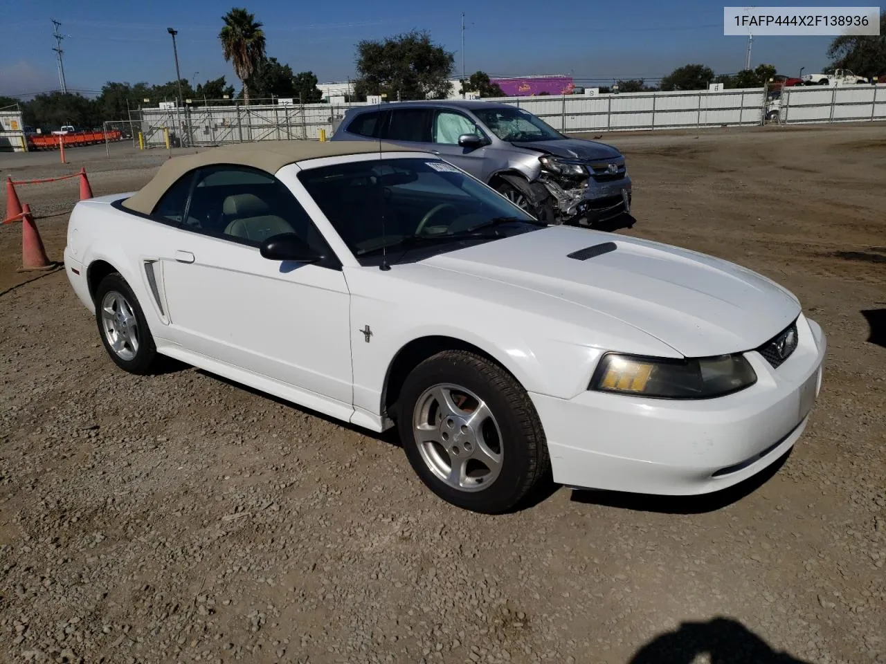 2002 Ford Mustang VIN: 1FAFP444X2F138936 Lot: 78777024