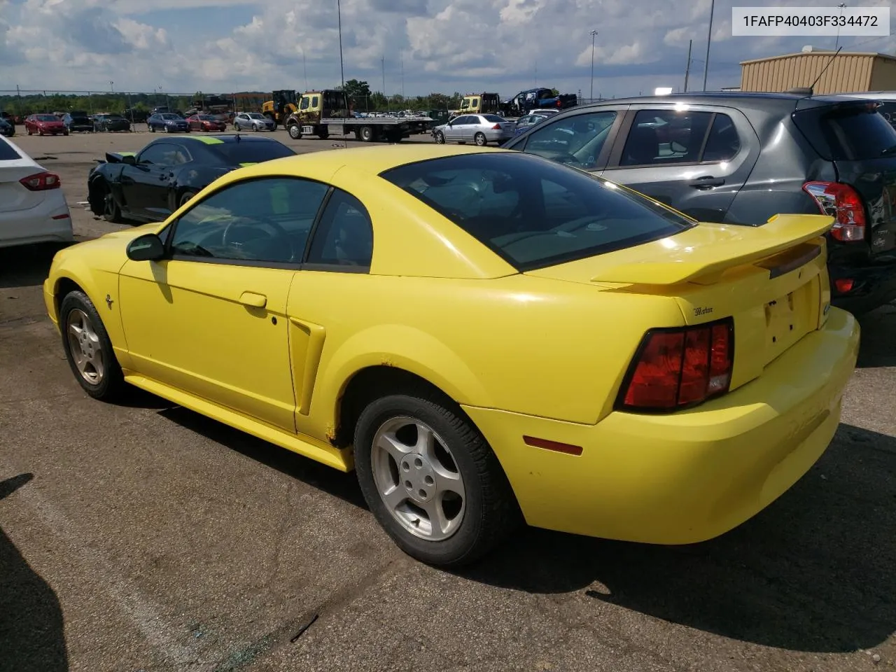 2003 Ford Mustang VIN: 1FAFP40403F334472 Lot: 65701634