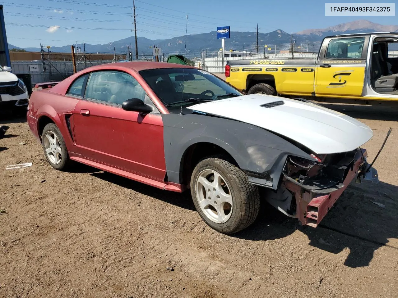 2003 Ford Mustang VIN: 1FAFP40493F342375 Lot: 68147924