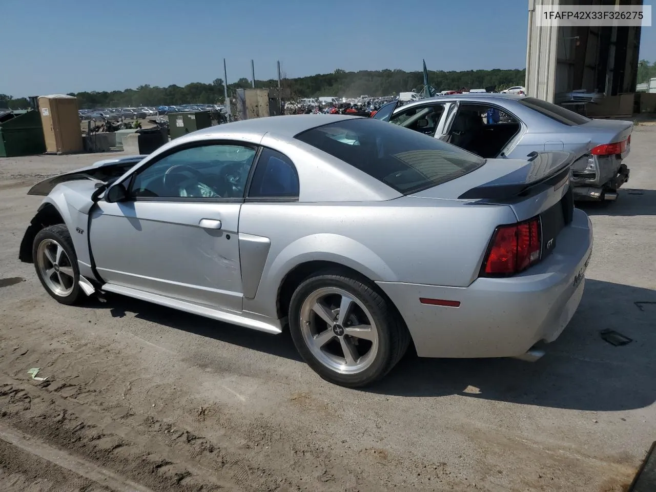 2003 Ford Mustang Gt VIN: 1FAFP42X33F326275 Lot: 69257114