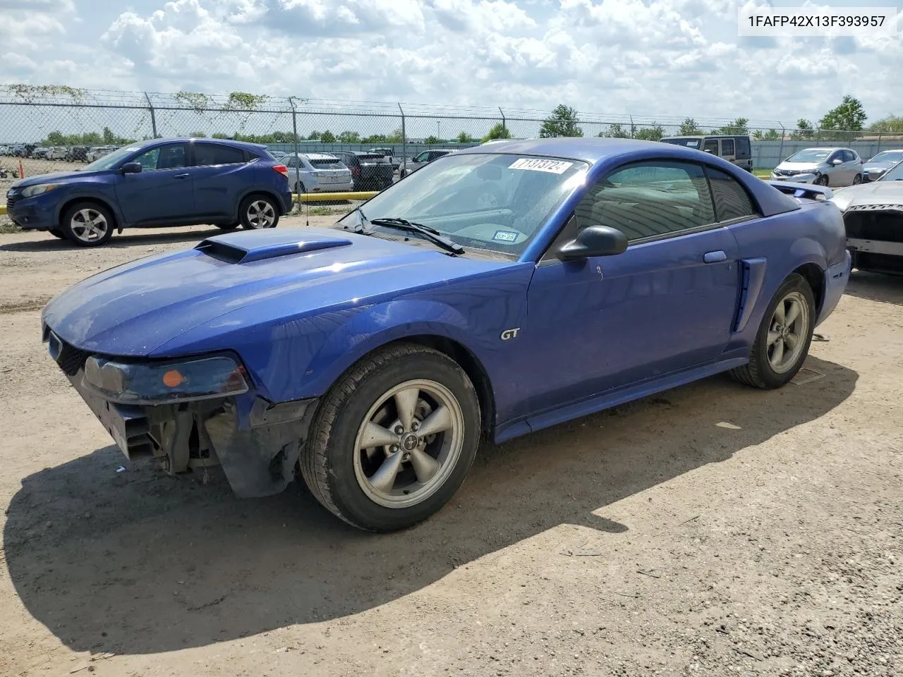 2003 Ford Mustang Gt VIN: 1FAFP42X13F393957 Lot: 71373724