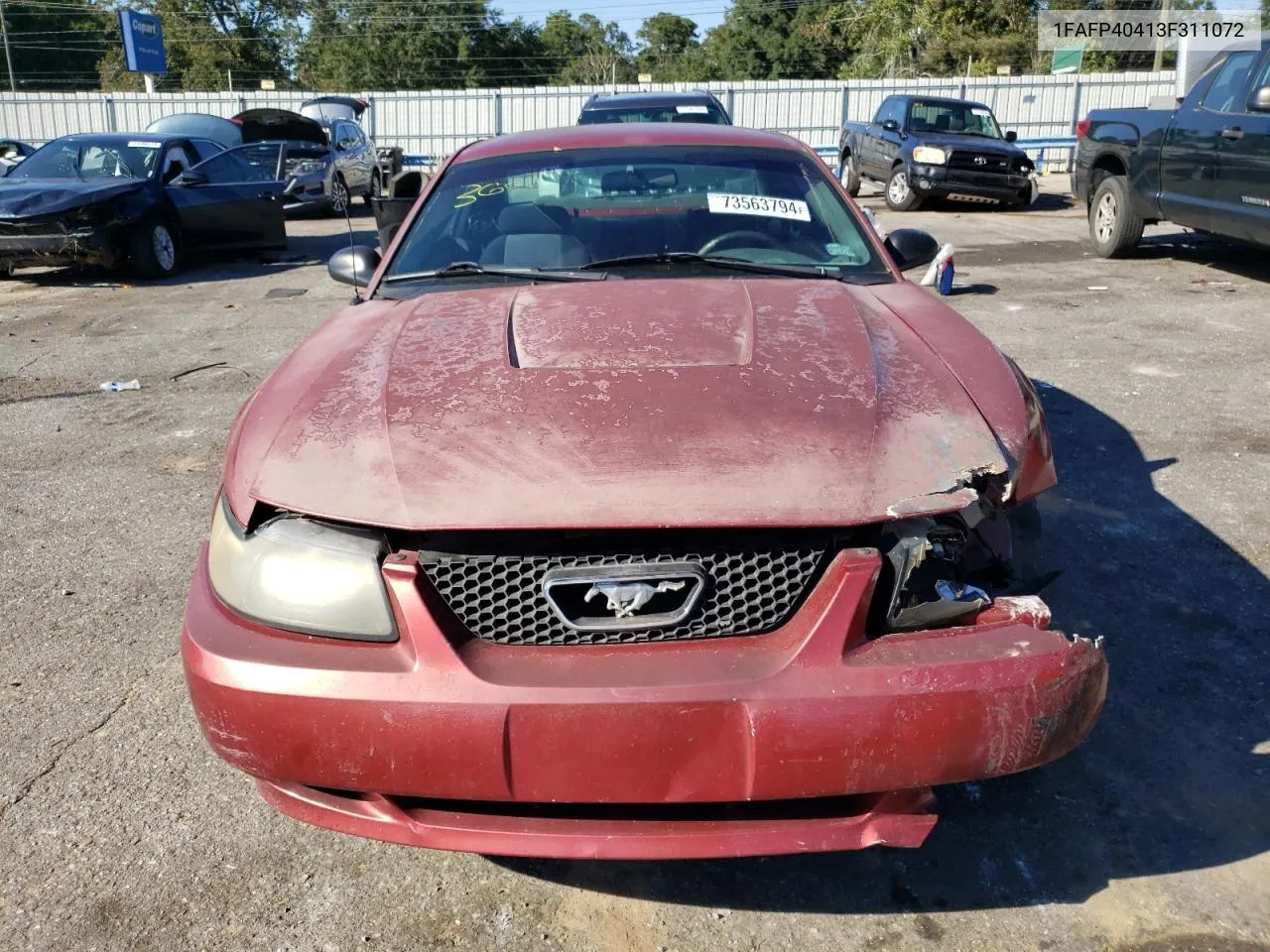 2003 Ford Mustang VIN: 1FAFP40413F311072 Lot: 73563794