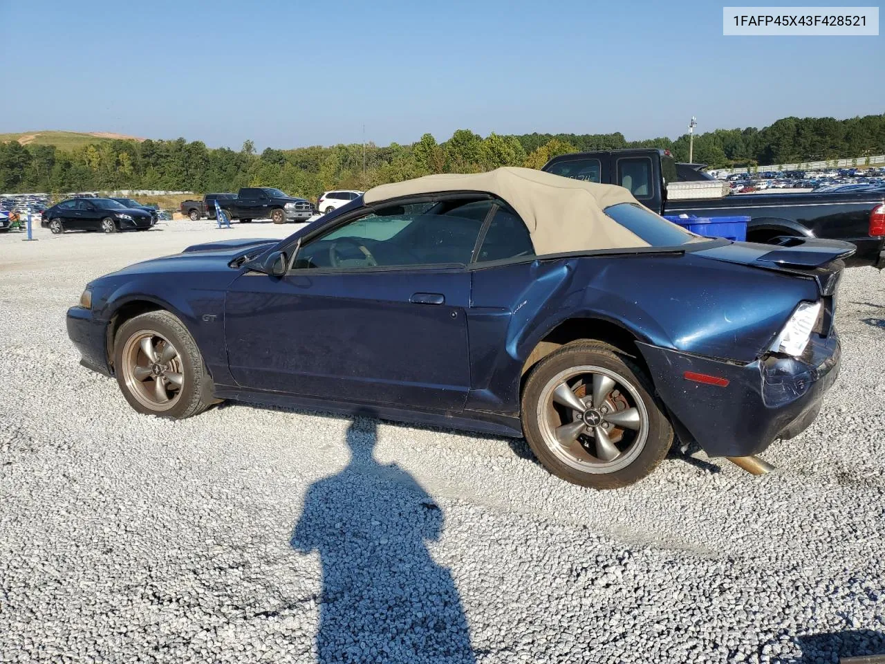 2003 Ford Mustang Gt VIN: 1FAFP45X43F428521 Lot: 74028084